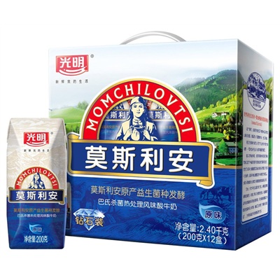 光明 莫斯利安巴氏杀菌酸牛奶 200g*12盒 钻石装
